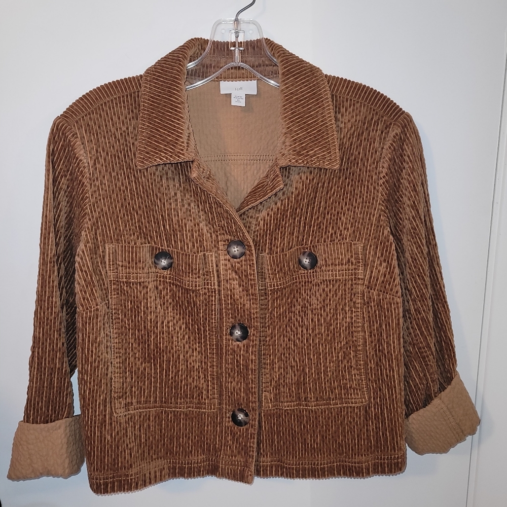 J. Jill Tan Corduroy Cropped Utility Jacket